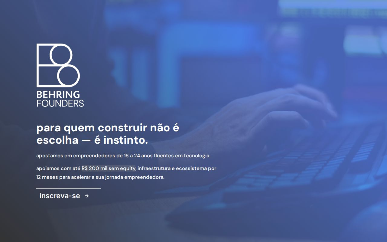 Fundação Behring selecionará 10 jovens para programa de R$ 200 mil voltado a empreendedores de tecnologia